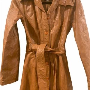 Brown Leather Trench Coat